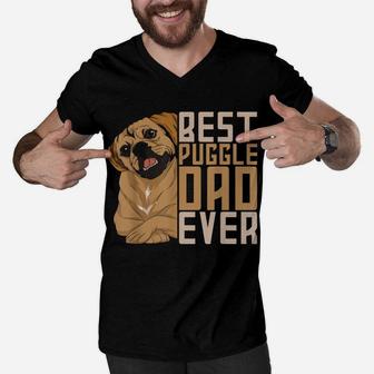 Best Puggle Dad Ever Cute Animal Dog Owner Puggle Men V-Neck Tshirt | Crazezy