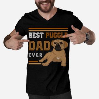 Best Puggle Dad Ever Cute Pet Animal Dog Lover Puggle Men V-Neck Tshirt | Crazezy