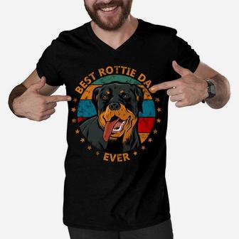 Best Rottie Rottweiler Dad Ever Cute Dog Lover Vintage Men V-Neck Tshirt | Crazezy CA