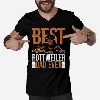 Best Rottweiler Dad Ever Rottie Dog Parent Rottweiler Men V-Neck Tshirt | Crazezy CA