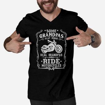 Biker Grandpa Shirts Men V-Neck Tshirt - Thegiftio UK
