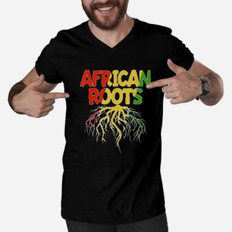 Black History Month African Roots Men V-Neck Tshirt - Seseable