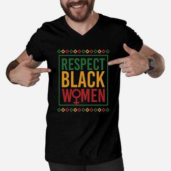 Black History Month Respect Black Women Men V-Neck Tshirt - Seseable