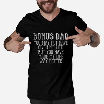 Bonus Dad Fathers Day Best Step Dad Gift From Daughter Men V-Neck Tshirt | Crazezy CA