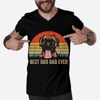 Boxer Dad Best Dog Dad Ever Vintage Dog Dad Father's Day Men V-Neck Tshirt | Crazezy