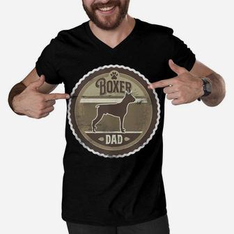 Boxer Dad - Boxer Dog Silhouette Men V-Neck Tshirt | Crazezy