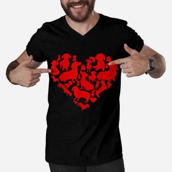 Boy Kid Girl Valentine’S Day Dog Costume, Dachshund Mom Dad Men V-Neck Tshirt | Crazezy UK