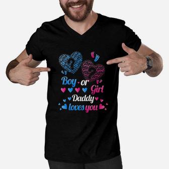 Boy Or Girl Daddy Loves You Men V-Neck Tshirt | Crazezy