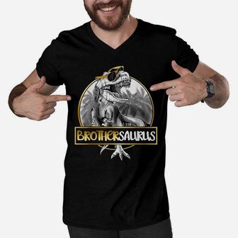 Brothersaurus Brother Dinosaur Fathers Day Gift Sister Shirt Men V-Neck Tshirt | Crazezy UK