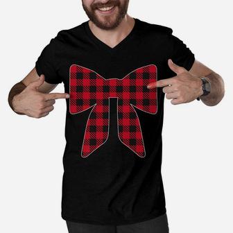 Buffalo Plaid Check Tie Christmas Gift For Men Dad Family Men V-Neck Tshirt | Crazezy