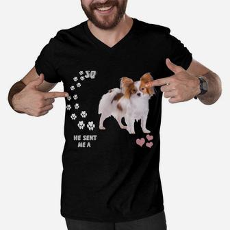 Butterfly Dog Mom Squirrel Dog Dad Costume, Cute Papillon Men V-Neck Tshirt | Crazezy