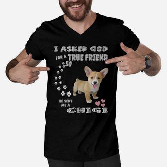 Chigi Dog Lovers Costume, Corgi Chihuahua Mom Dad Cute Chigi Men V-Neck Tshirt | Crazezy DE