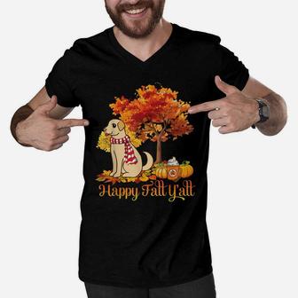 Chinook Dog Happy Fall Y'all Thanksgiving Day To Me Dad Mom Men V-Neck Tshirt | Crazezy UK