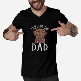 Chocolate Lab Dad Chocolate Lab Men V-Neck Tshirt | Crazezy