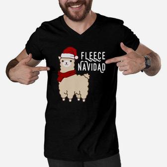 Christmas Alpaca Sweatshirt, Fleece Navidad Xmas Gift Men V-Neck Tshirt | Crazezy