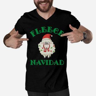 Christmas Fleece Navidad Sheep Wool Lamb Design Sweatshirt Men V-Neck Tshirt | Crazezy