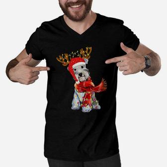 Christmas Lights Schnauzer Dog Lover Dog Dad Dog Mom Sweatshirt Men V-Neck Tshirt | Crazezy AU