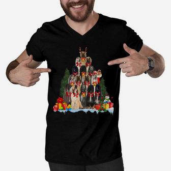 Christmas Pajama Afghan Hound Xmas Tree Gifts Dog Dad Mom Sweatshirt Men V-Neck Tshirt | Crazezy CA