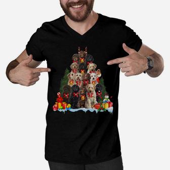 Christmas Pajama Labradoodle Xmas Tree Gifts Dog Dad Mom Sweatshirt Men V-Neck Tshirt | Crazezy DE
