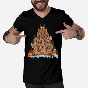 Christmas Pajama Norwich Terrier Xmas Tree Gifts Dog Dad Mom Sweatshirt Men V-Neck Tshirt | Crazezy