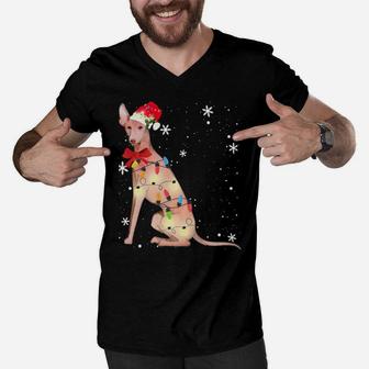 Cirneco Dell'etna Dog Christmas Light Xmas Mom Dad Gifts Men V-Neck Tshirt | Crazezy UK