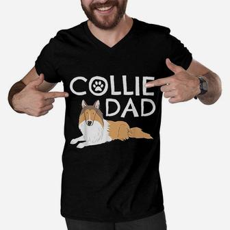 Collie Dad Dog Puppy Pet Animal Lover Men V-Neck Tshirt | Crazezy UK