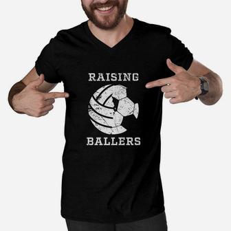 Cool Raising Ballers Men Soccer Volleyball Dad Gifts Men V-Neck Tshirt | Crazezy CA