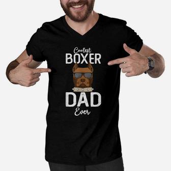 Coolest Boxer Dad Ever Dog Lover Boxer Dad Fathers Men V-Neck Tshirt | Crazezy