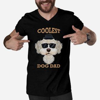 Coolest Dog Dad I Bichon Frise Dad I Bichon Frise Men V-Neck Tshirt | Crazezy DE