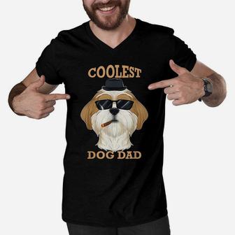 Coolest Dog Dad I Shih Tzu Dad I Shih Tzu Men V-Neck Tshirt | Crazezy CA