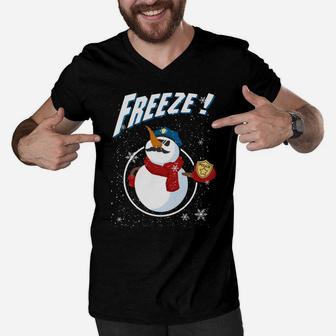 Cop Snowman Freeze Police Navidad Policeman Police Officer Sweatshirt Men V-Neck Tshirt | Crazezy UK
