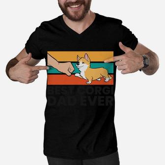 Corgi Owners Corgi Dog Best Corgi Dad Ever Sweatshirt Men V-Neck Tshirt | Crazezy UK