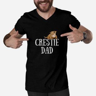 Crested Gecko Crestie Dad Gecko Dad Reptile Lover Men V-Neck Tshirt | Crazezy AU