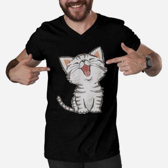 Cute Cat For Cat Pet Lovers For Best Cat Mom And Dad Men V-Neck Tshirt | Crazezy DE