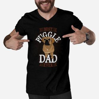 Cute Dog Animal Lover Best Puggle Dad Ever Pet Parent Puggle Men V-Neck Tshirt | Crazezy