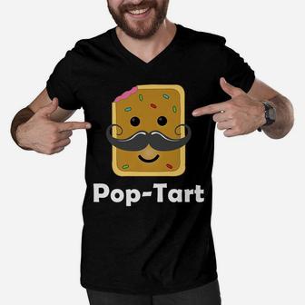 Cute Fathers Day Gift For Daddy Papa Grandpa | Dad Pop Tart Men V-Neck Tshirt | Crazezy