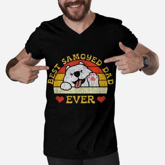 Cute Samoyed Lover's Dog Samoyed Dad Puppy Men V-Neck Tshirt | Crazezy AU