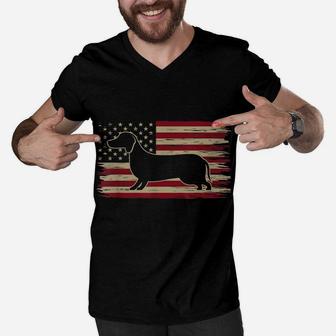 Dachshund Dad Weiner Weenie Apparel Dog Lover Holder Design Men V-Neck Tshirt | Crazezy