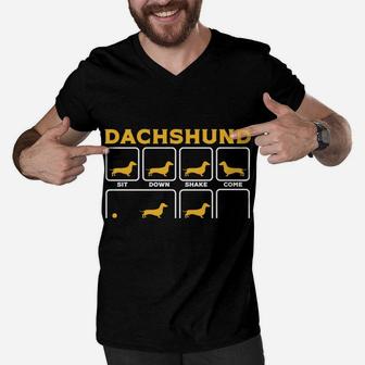 Dachshund Shirt For Women Men Funny Mom Dad Gift Dog Lover Men V-Neck Tshirt | Crazezy