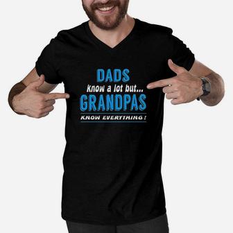 Dad Know A Lot But Grandpas Know Everything Men V-Neck Tshirt | Crazezy