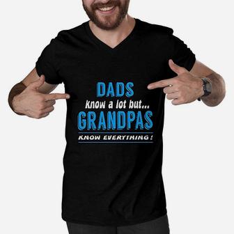 Dad Know A Lot But Grandpas Know Everything Men V-Neck Tshirt - Thegiftio UK