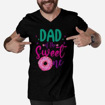 Dad Of Sweet One 1St Birthday Party Matching Family Donut Men V-Neck Tshirt | Crazezy CA