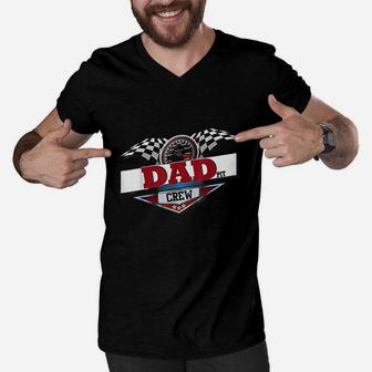 Dad Pit Crew For Car Racing Party Matching Costume Men V-Neck Tshirt | Crazezy