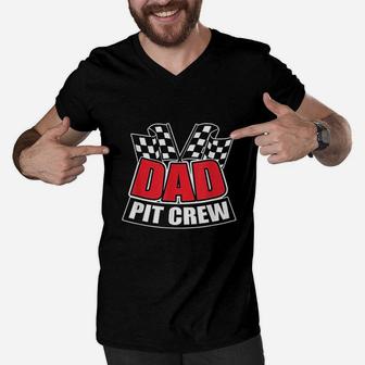 Dad Pit Crew Gift Funny Hosting Car Race Birthday Party Men V-Neck Tshirt | Crazezy UK