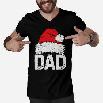 Dad Santa Christmas Family Matching Pajamas Papa Xmas Gifts Men V-Neck Tshirt | Crazezy DE