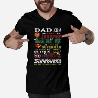 Dad Shirt Superhero Dad Shirt Men V-Neck Tshirt - Thegiftio