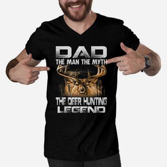 Dad The Man The Myth The Deer Hunting Legend Men V-Neck Tshirt | Crazezy CA