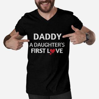 Daddy A Daughter's First Love Men V-Neck Tshirt | Crazezy UK
