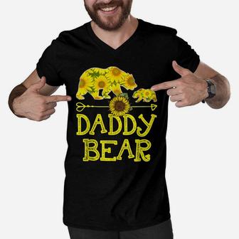 Daddy Bear Sunflower Funny Mother Father Gift Men V-Neck Tshirt | Crazezy