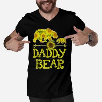 Daddy Bear Sunflower Funny Mother Father Gift T-Sh Men V-Neck Tshirt | Crazezy